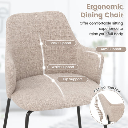 Upholstered Dining Chairs Set of 2 with Curved Backrest