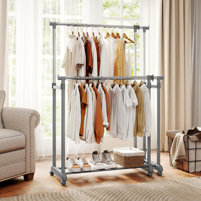 Double Rod Clothes Rack Heavy-Duty Metal Garment Rack