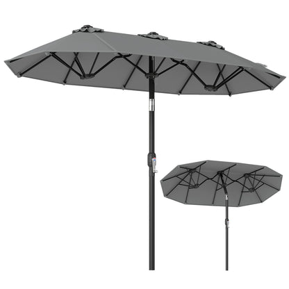 Double-Sided Patio Umbrella with Push Button Tilt Crank Handle