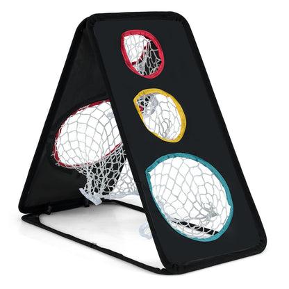 Dual-Sided Golf Chipping Net Triple Target Training System with 5 Target Holes