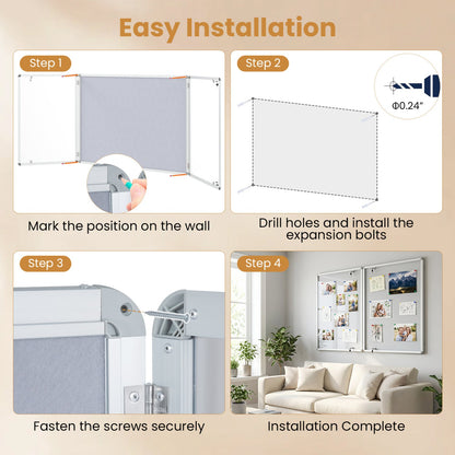 Lockable Cork Bulletin Board 47.5" x 35.5" Aluminum Frame