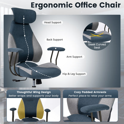 Ergonomic Office Chair with 2D Headrest & Rocking Backrest