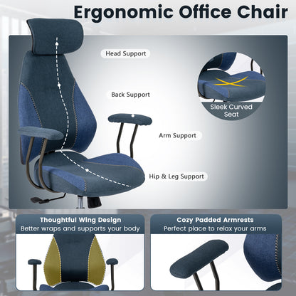 Ergonomic Office Chair with 2D Headrest & Rocking Backrest