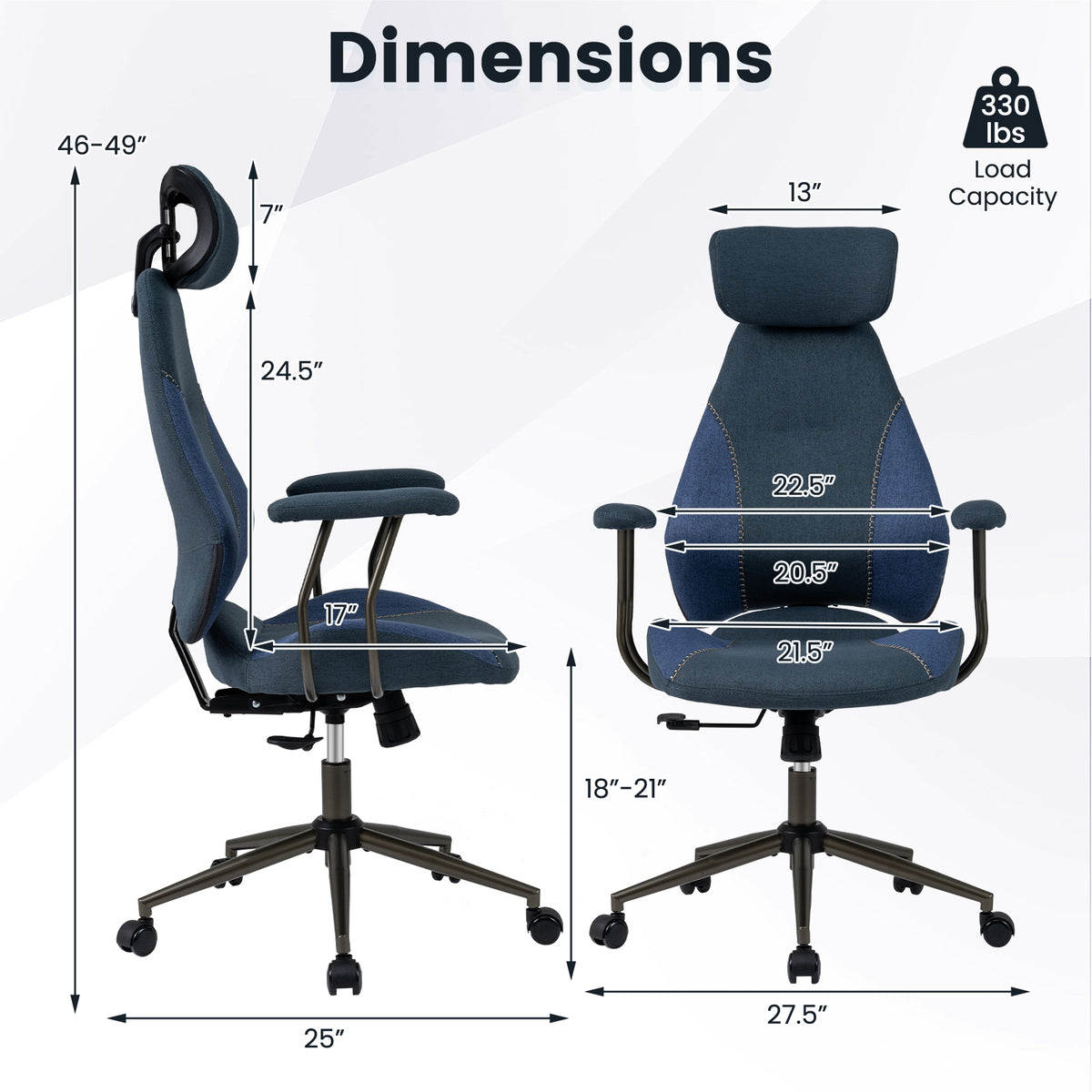 Ergonomic Office Chair with 2D Headrest & Rocking Backrest