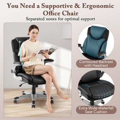 Executive Office Chair with Flip-Up Armrests & Rocking Function