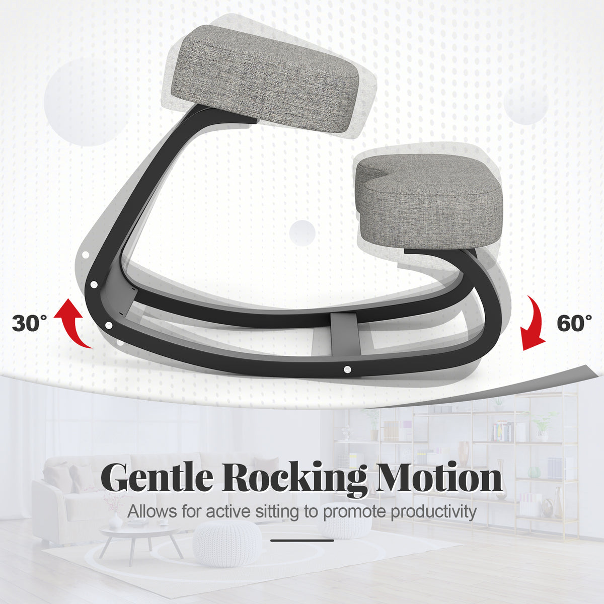 Ergonomic Rocking Kneeling Chair with Padded Cushions