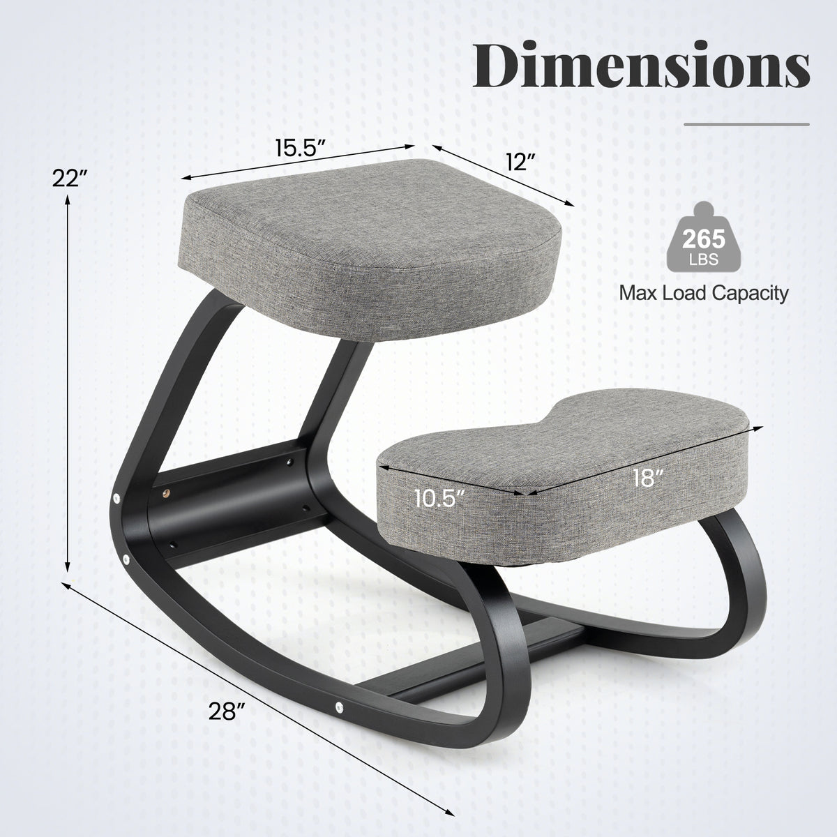 Ergonomic Rocking Kneeling Chair with Padded Cushions