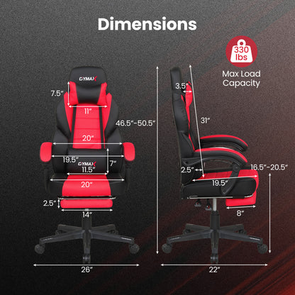 Ergonomic Gaming Chair with Footrest and 155° Recline