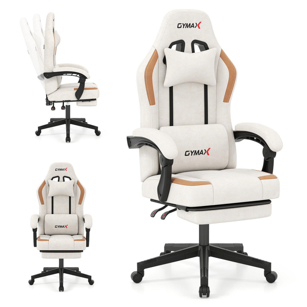 Ergonomic Gaming Chair with Retractable Footrest