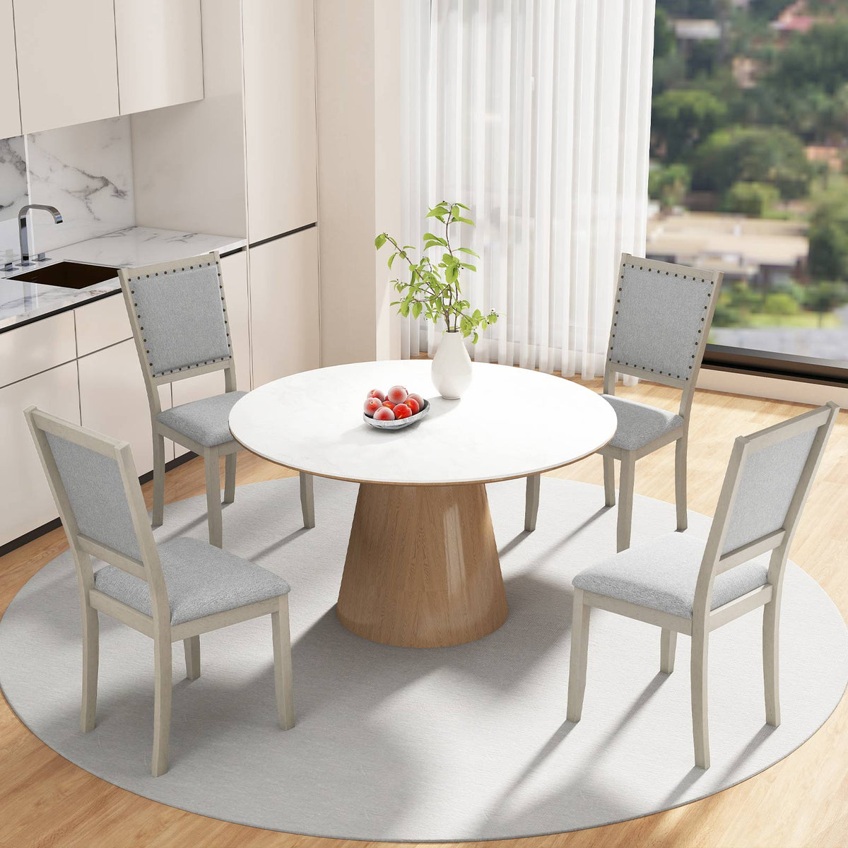 Upholstered Dining Chairs Set of 2 with Nailhead Trim