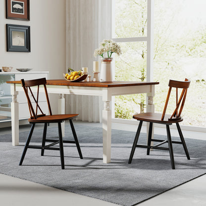Rubber Wood Dining Chairs Set of 2 - Farmhouse Style