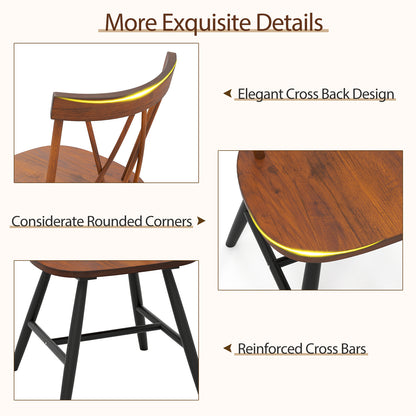 Rubber Wood Dining Chairs Set of 2 - Farmhouse Style