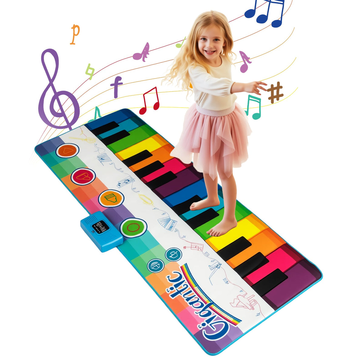 Floor Piano Dance Mat for Kids Musical Playmat with 8 Instrument Sounds