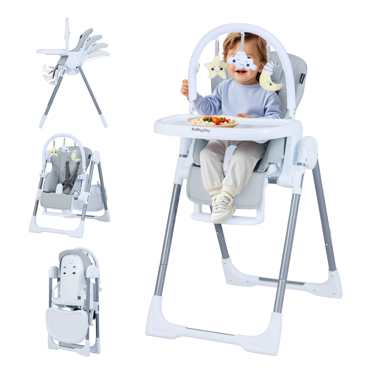 Foldable Baby High Chair with Adjustable Height