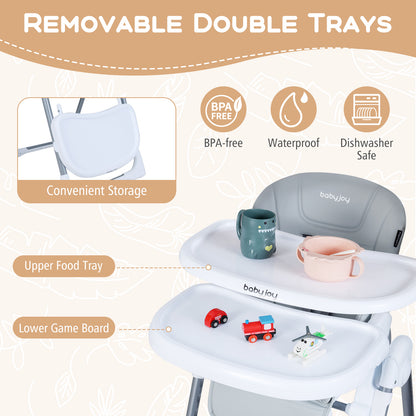 Foldable Baby High Chair with Adjustable Height