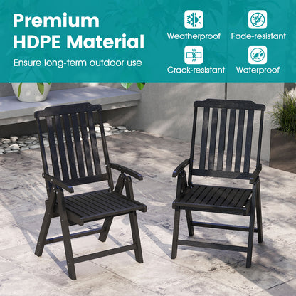 Foldable Patio Dining Chair with Armrests - HDPE All-Weather
