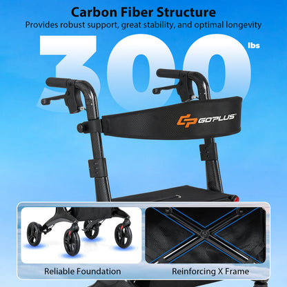 Rollator Walker with Seat for Seniors - Foldable Carbon Fiber