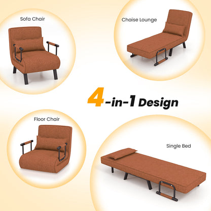 Convertible Sleeper Chair with 6 Position Adjustable Backrest