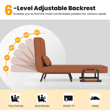 Convertible Sleeper Chair with 6 Position Adjustable Backrest