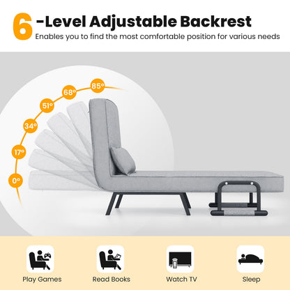 Convertible Sleeper Chair with 6 Position Adjustable Backrest