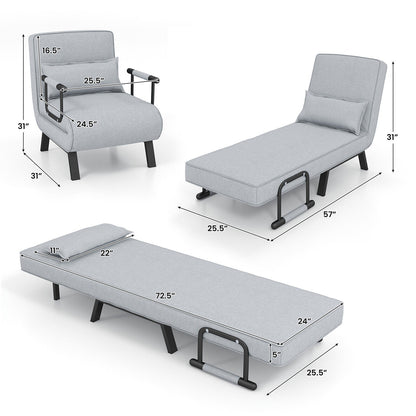 Convertible Sleeper Chair with 6 Position Adjustable Backrest