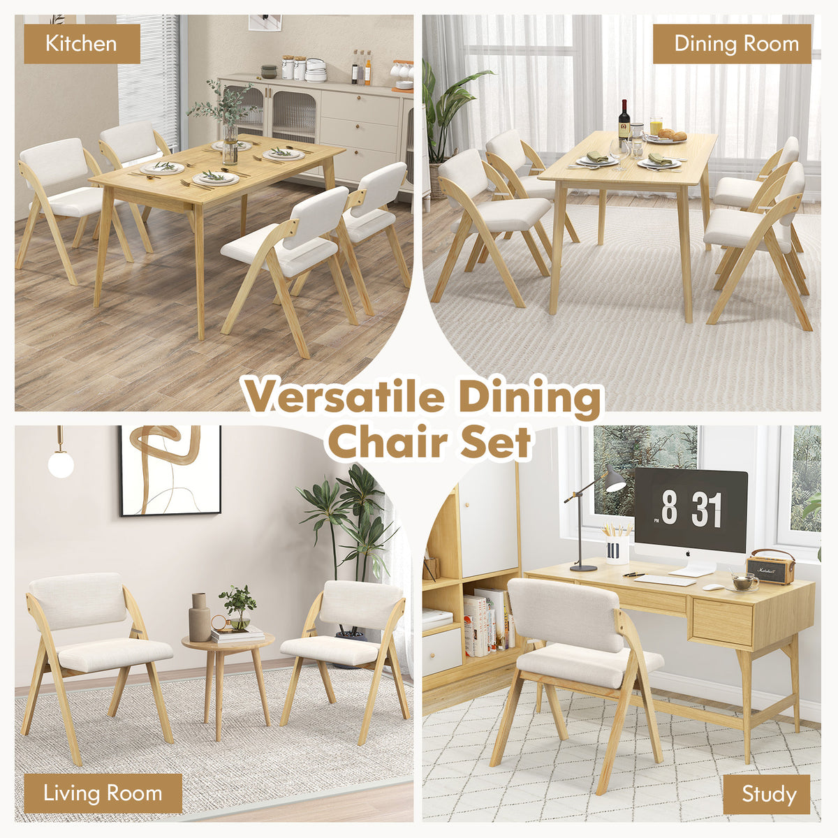 Folding Dining Chairs Set of 2 with Padded Seats
