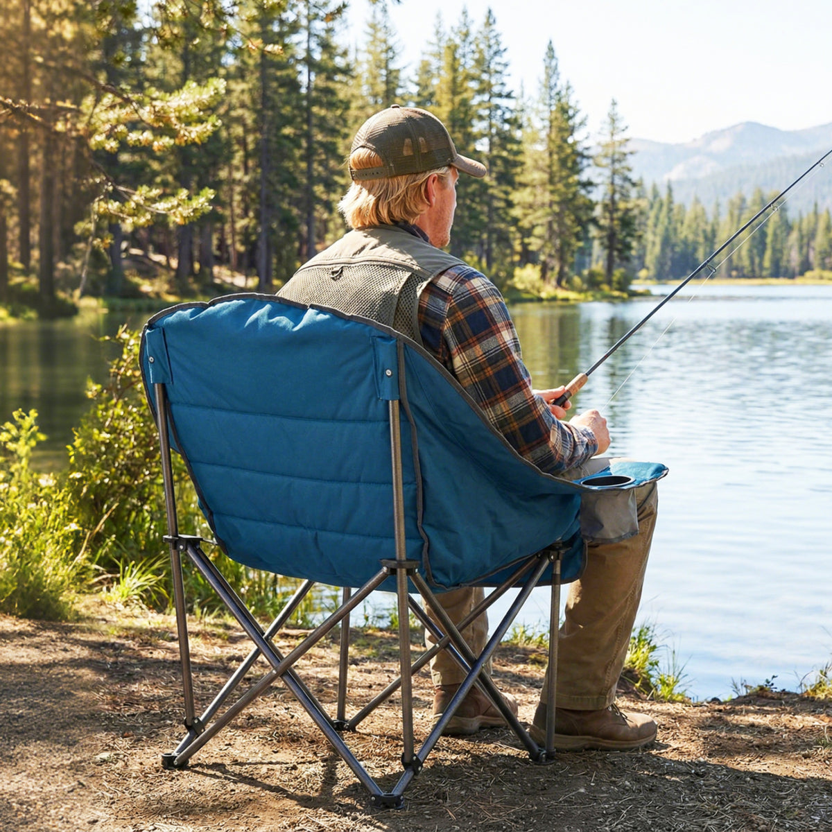 Oversized Folding Camping Chair with Cup Holder - 500 lbs