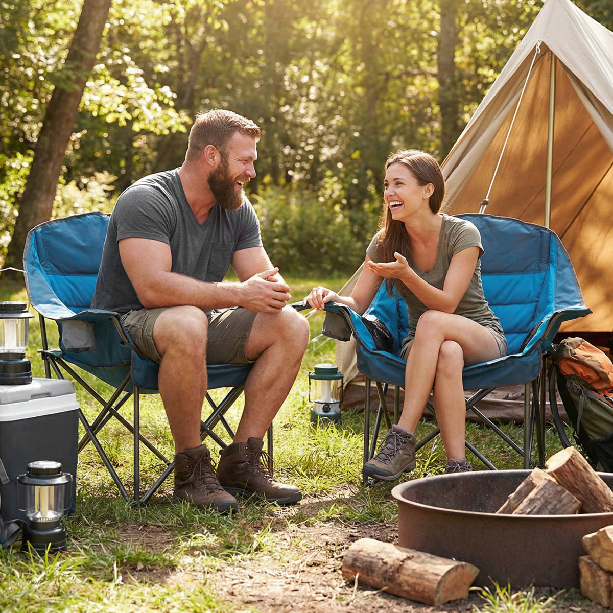 Oversized Folding Camping Chair with Cup Holder - 500 lbs