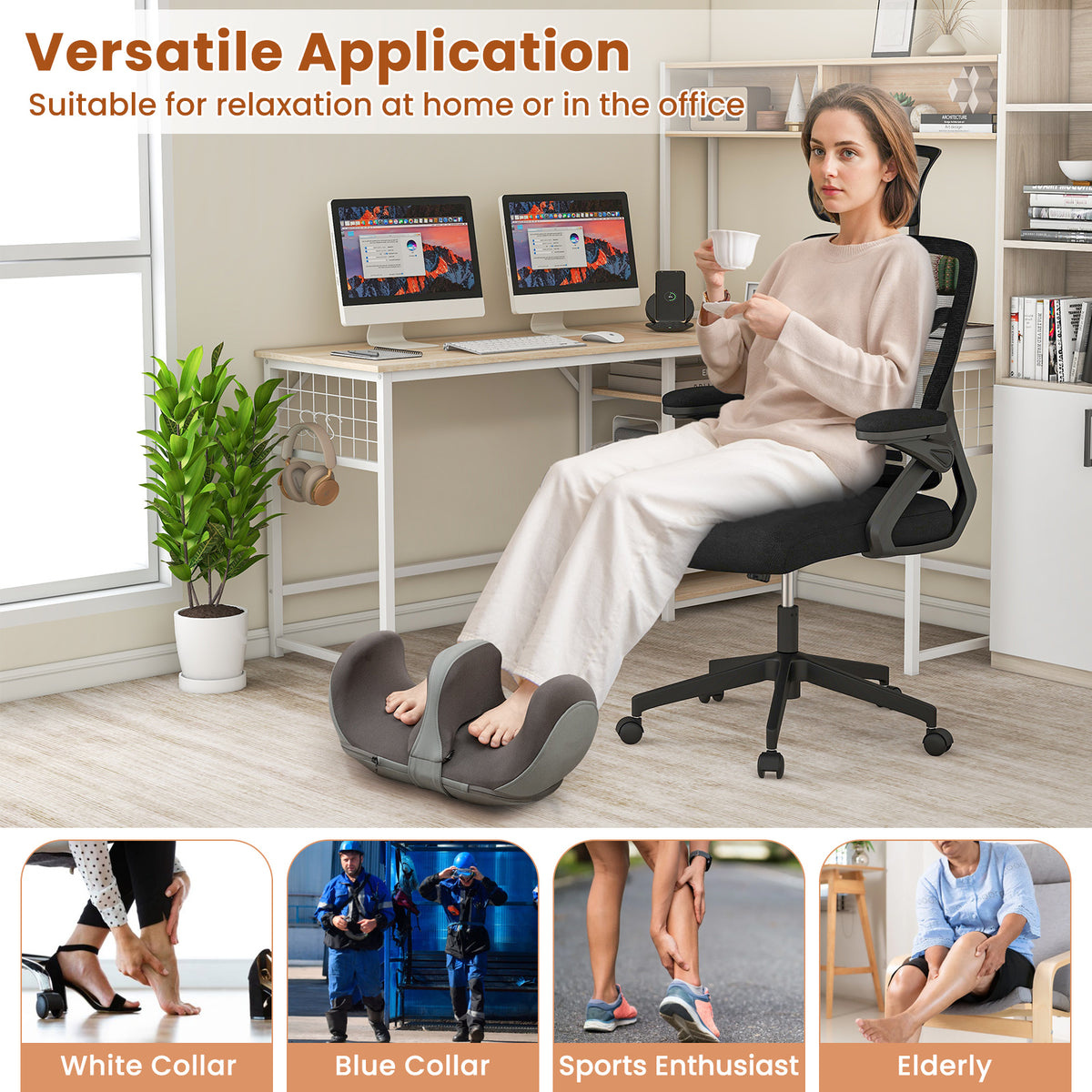 Foot and Calf Massager with Heat Gift for Women Men Mom Dad-Gray