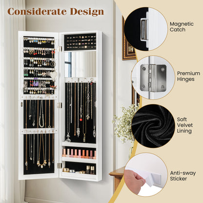 Full Length Mirror Jewelry Cabinet with Wall Mount