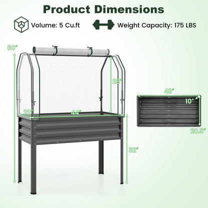 Galvanized Raised Garden Bed with Legs and Greenhouse Cover for Vegetable Flower