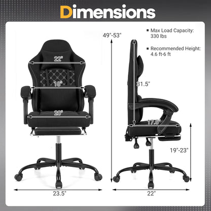 Gaming Chair with Adjustable Height & Reclining Backrest