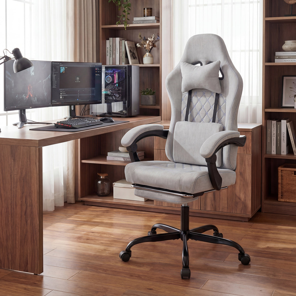 Gaming Chair with Adjustable Height & Reclining Backrest