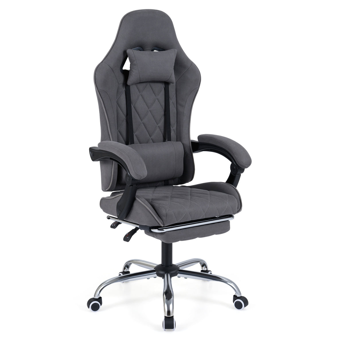 Gaming Chair with Adjustable Height & Lumbar Support - Gray