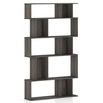 Geometric Bookshelf 5-Tier Bookcase with Open Shelves and Closed-back Cubes