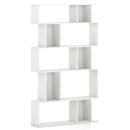 Geometric Bookshelf 5-Tier Bookcase with Open Shelves and Closed-back Cubes
