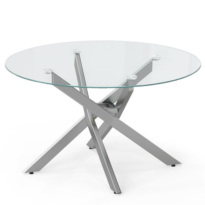 Glass Coffee Table Round Clear Center Table with Tempered Glass Top