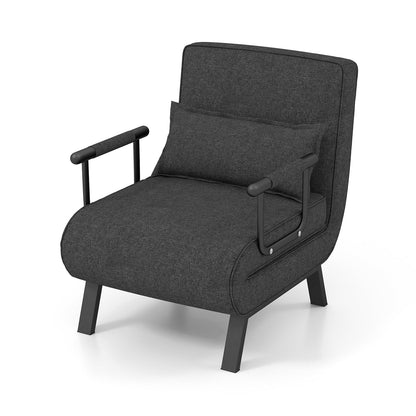 Folding 6 Position Convertible Sleeper Bed Armchair Lounge Couch with Pillow