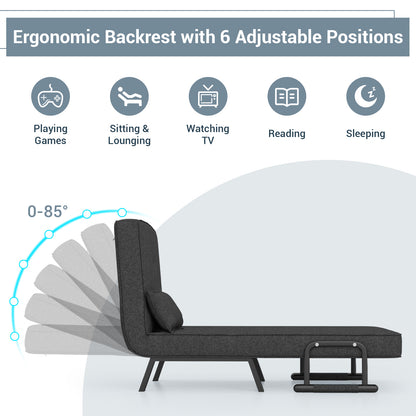 Convertible Sleeper Chair with 6 Position Adjustable Backrest