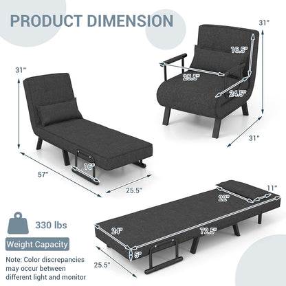 Convertible Sleeper Chair with 6 Position Adjustable Backrest