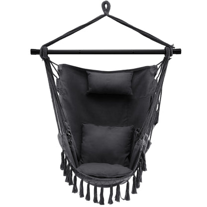Hanging Rope Swing Chair with Pillow and Cushions