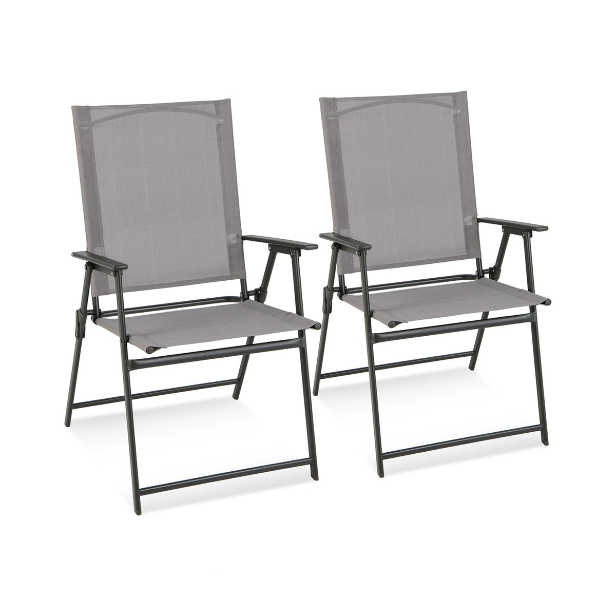 Folding Patio Dining Chairs with Armrests - Set of 2