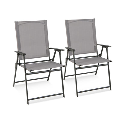 Folding Patio Dining Chairs with Armrests - Set of 2