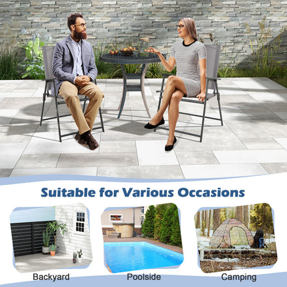Folding Patio Dining Chairs with Armrests - Set of 2