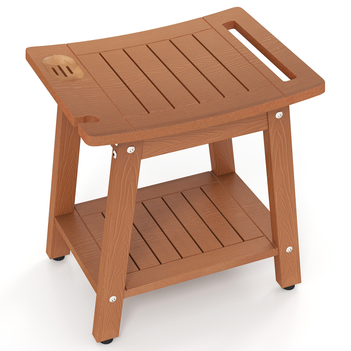 HIPS Shower Bench Seat with Handle Shower Head-Brown