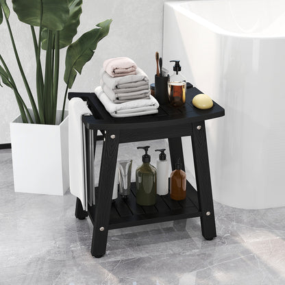 HIPS Shower Bench Seat with Handle Shower Head-Black