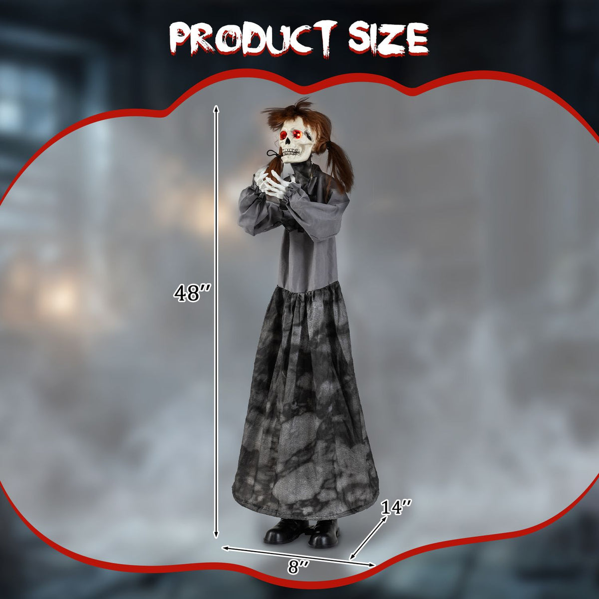 Halloween Animatronic Jumpscare Doll with Pop-Up Head and Sound Activated Design