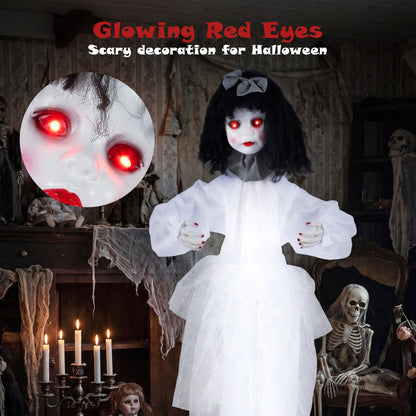 Halloween Doll Girl with Shakeable Head and Posable Arms