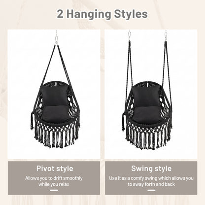 Hanging Hammock Chair with Cushions and Rope Chain