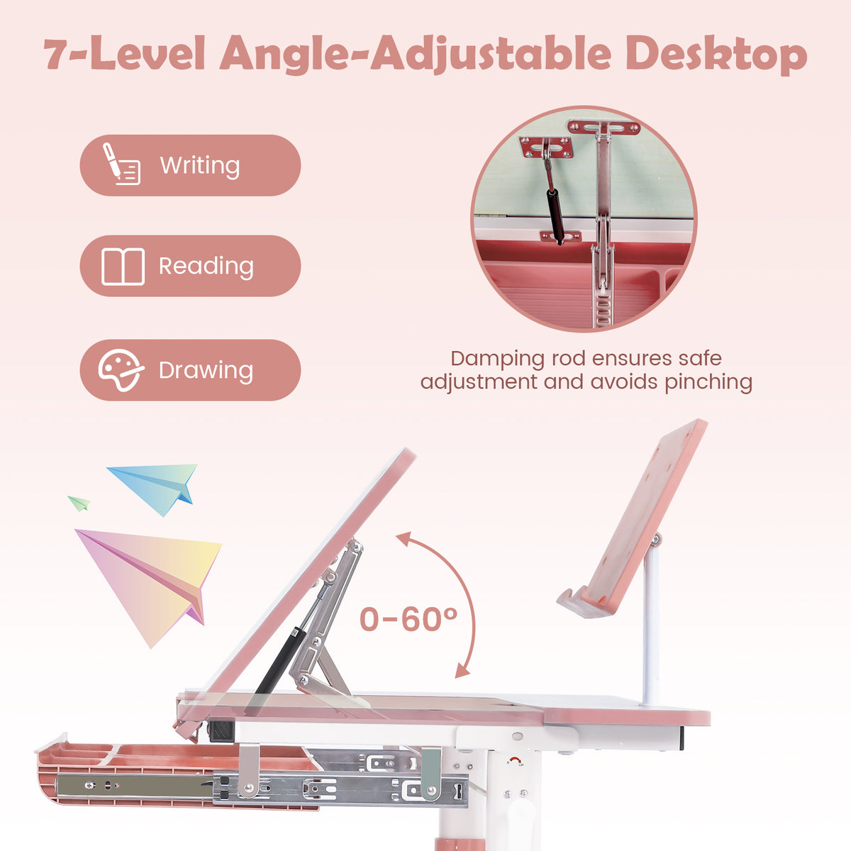 Kids Desk with Adjustable Height and Tilt Desktop